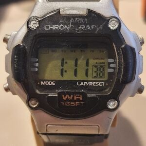 10/$20 Advance Silver/Black Digital Alarm Chrono Men's Watch